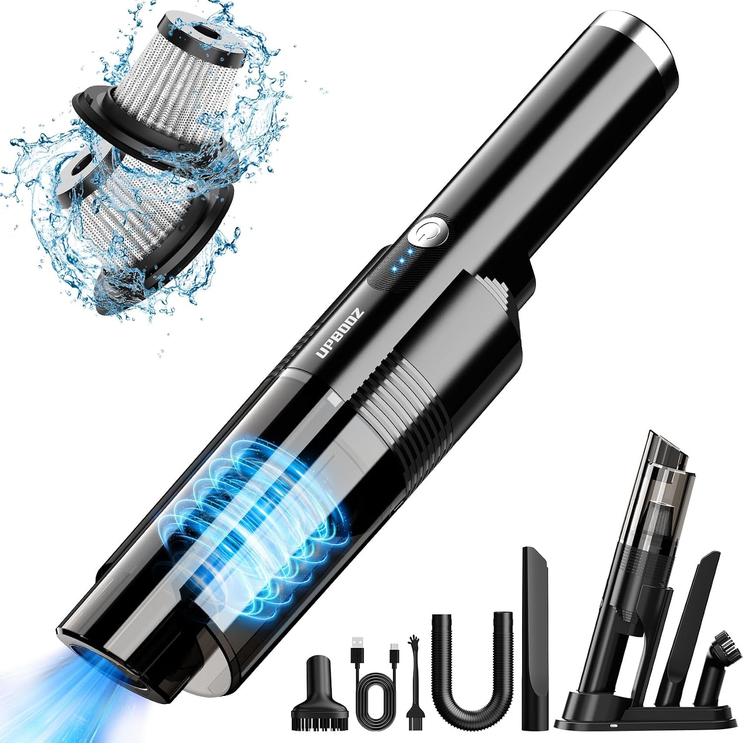 Handheld Vacuum Cordless,10Kpa Powerful Suction Car Vacuum with 2-Speed, Vacuum Cleaner with Charging Dock, Portable Lightweight 4-In-1 Mini Hand Held Vacuum for Car Home Pet Office and Pet Hair