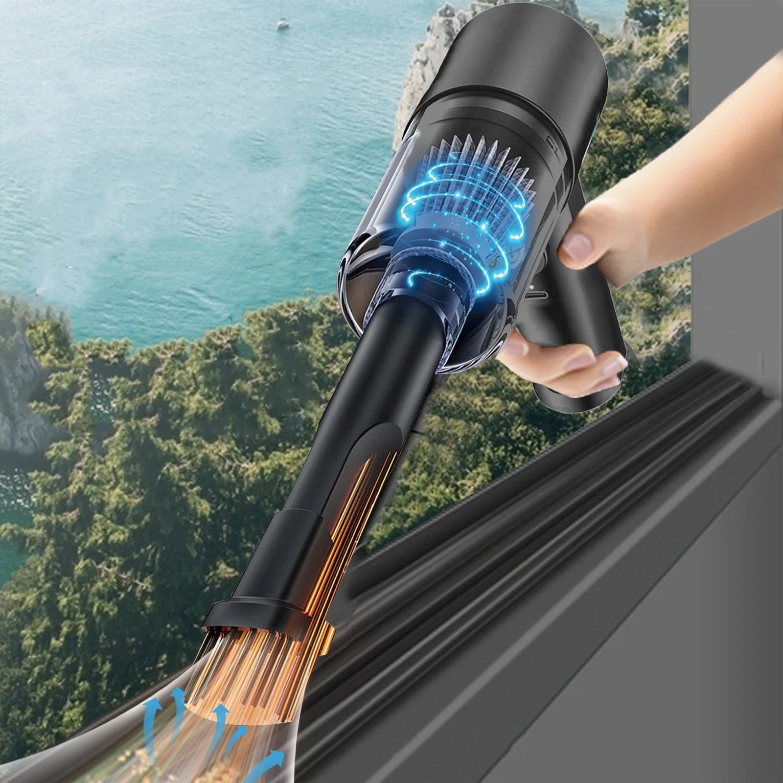 Car Vacuum Portable Cordless 4000Pa Mini Hand Held Vacuum Cleaner and Air Duster, 120W High Power Wet and Dry Car Vacuum Cleaner Rechargeable with Light , for Car ,Home,Office and Pet