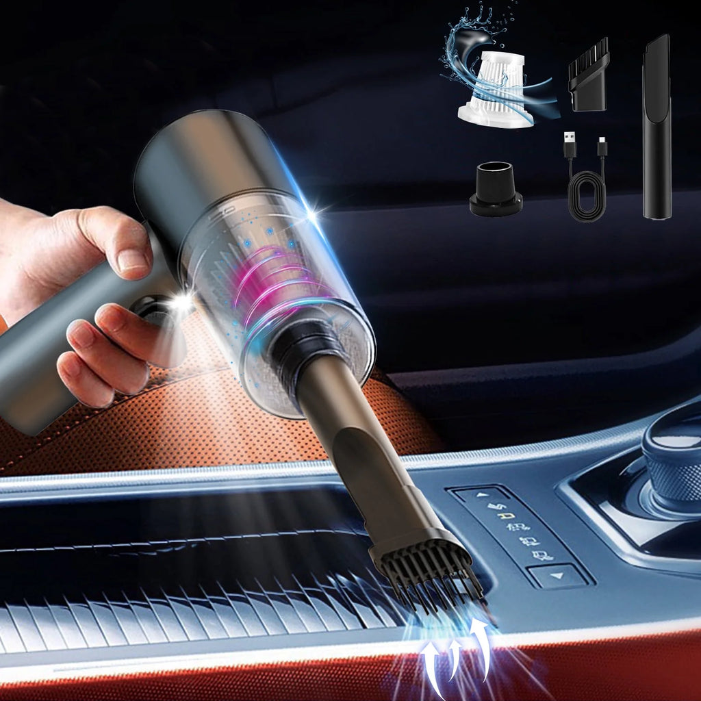 Car Vacuum Portable Cordless 4000Pa Mini Hand Held Vacuum Cleaner and Air Duster, 120W High Power Wet and Dry Car Vacuum Cleaner Rechargeable with Light , for Car ,Home,Office and Pet