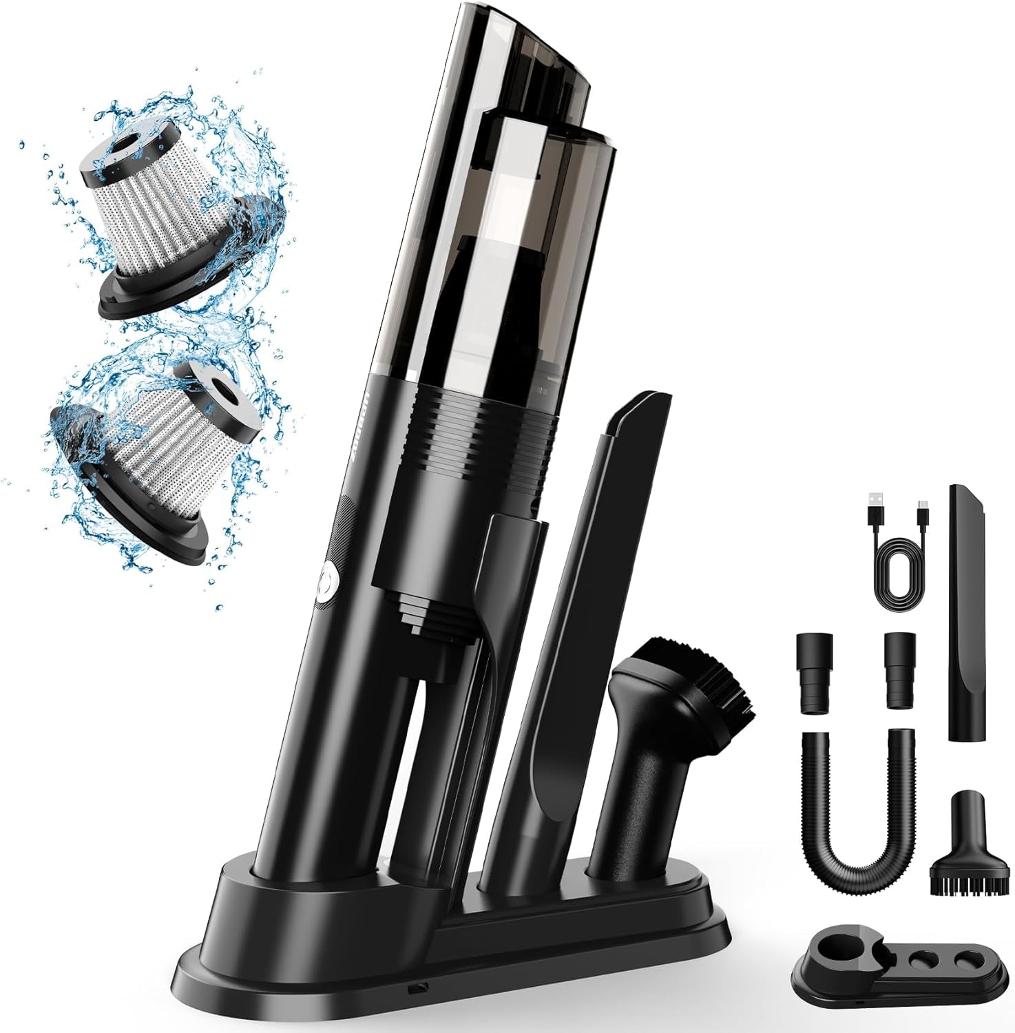 Handheld Vacuum Cordless,10Kpa Powerful Suction Car Vacuum with 2-Speed, Vacuum Cleaner with Charging Dock, Portable Lightweight 4-In-1 Mini Hand Held Vacuum for Car Home Pet Office and Pet Hair